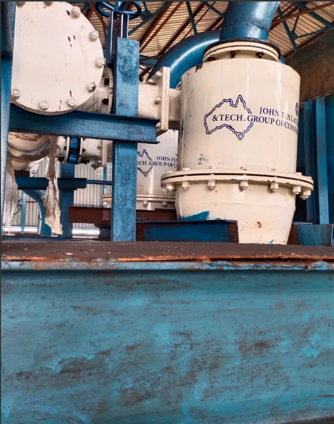 John Finlay branded dense media cyclones installed on structural steelwork at the Phil Coal Beneficiation coal washery in India