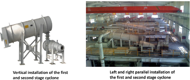 Comparison of vertical stage installation versus left and right parallel installation for John Finlay's first and second stage cyclones in a coal preparation plant