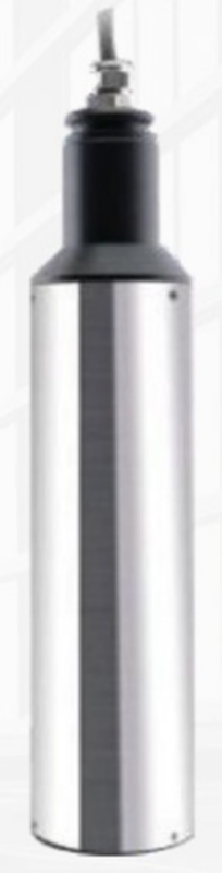 Submersible turbidity and sludge concentration probe with cable gland and mounting thread.